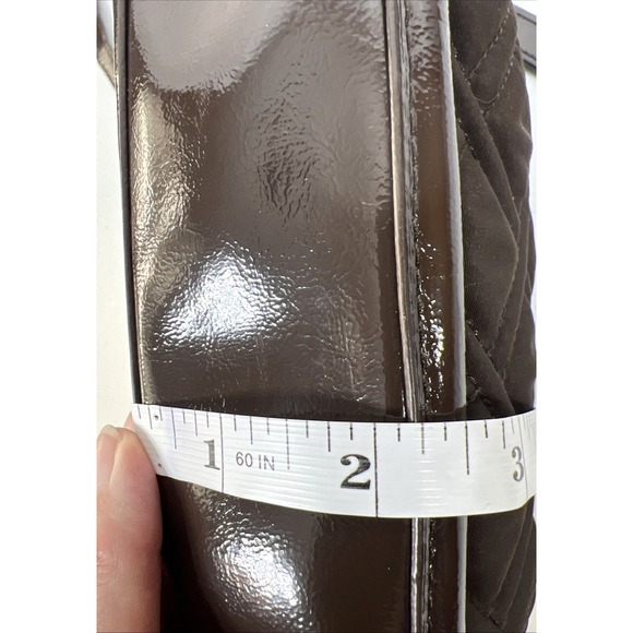 Vera Bradley Brown Trimmed Trapeze Quilted Fabric Faux Leather Crossbody Bag - Picture 12 of 13